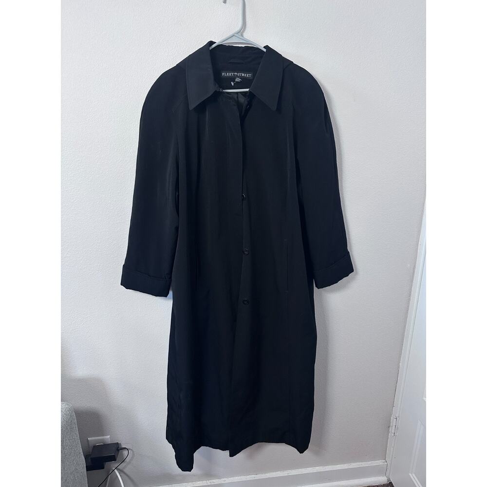 Fleet Street size 16 wide black oversized trench coat jacket with‎ velvet hood